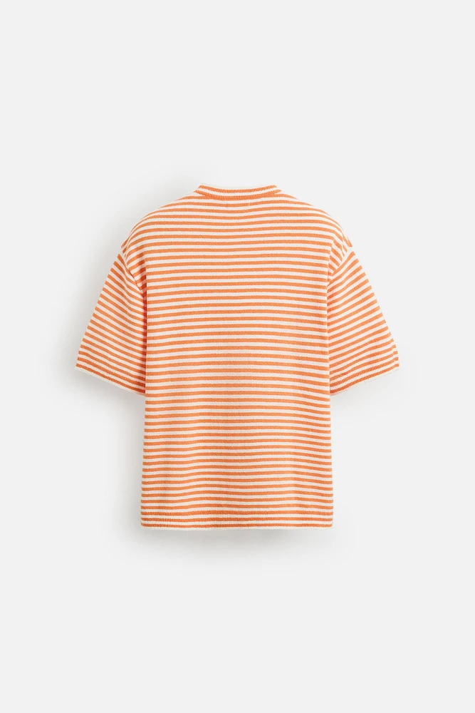 STRIPED TEXTURED KNIT T-SHIRT