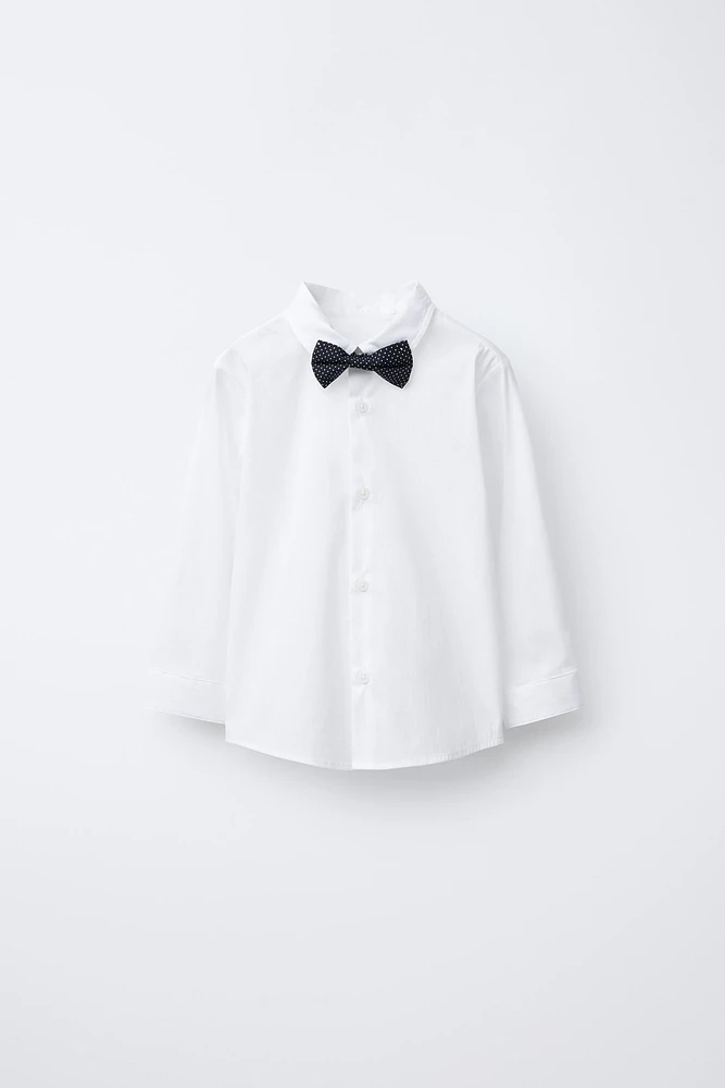 SUPER STRETCH SHIRT WITH REMOVABLE BOW TIE