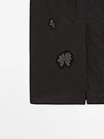 Jupe midi à strass en coton mélangé
