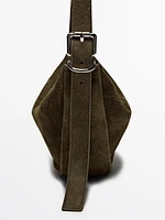 Split leather shoulder bag