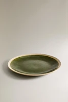 GREEN AND BEIGE DINNER PLATE