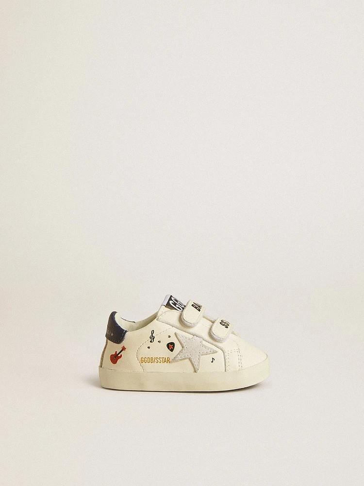 Baby School nappa leather with musical print and white suede star