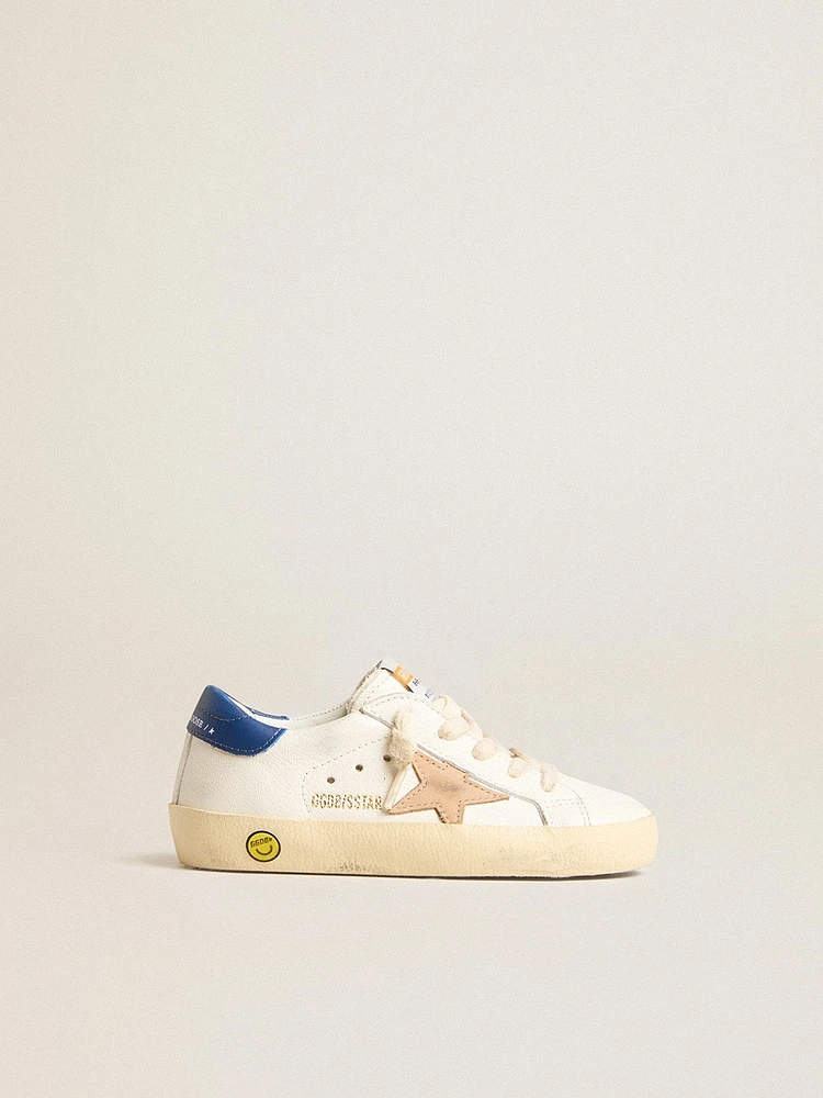 Junior Super-Star nappa leather with a beige star and blue heel tab