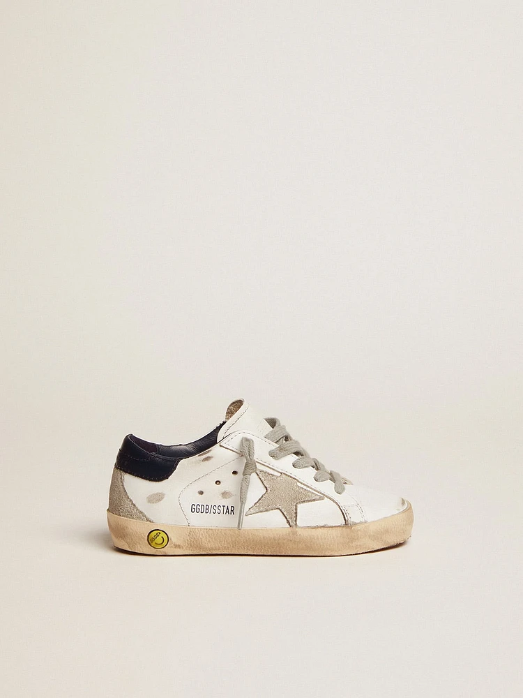 Junior Super-Star with ice-gray suede star and navy-blue leather heel tab