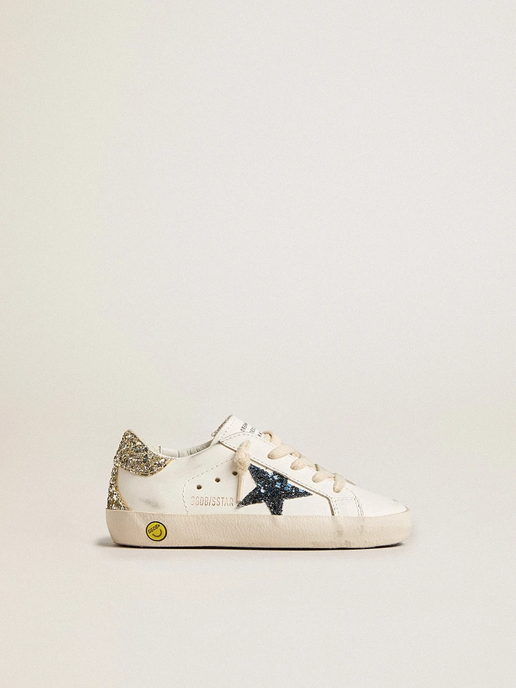 Junior Super-Star leather with glitter star and heel tab