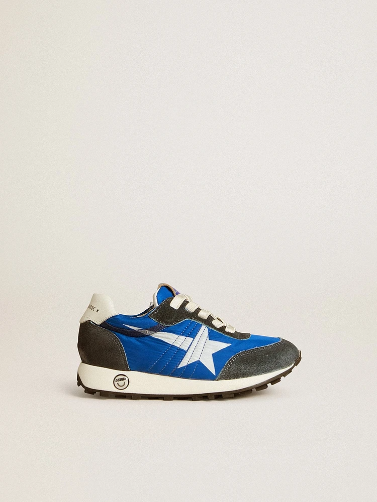 Marathon Junior blue nylon with printed star and leather heel tab