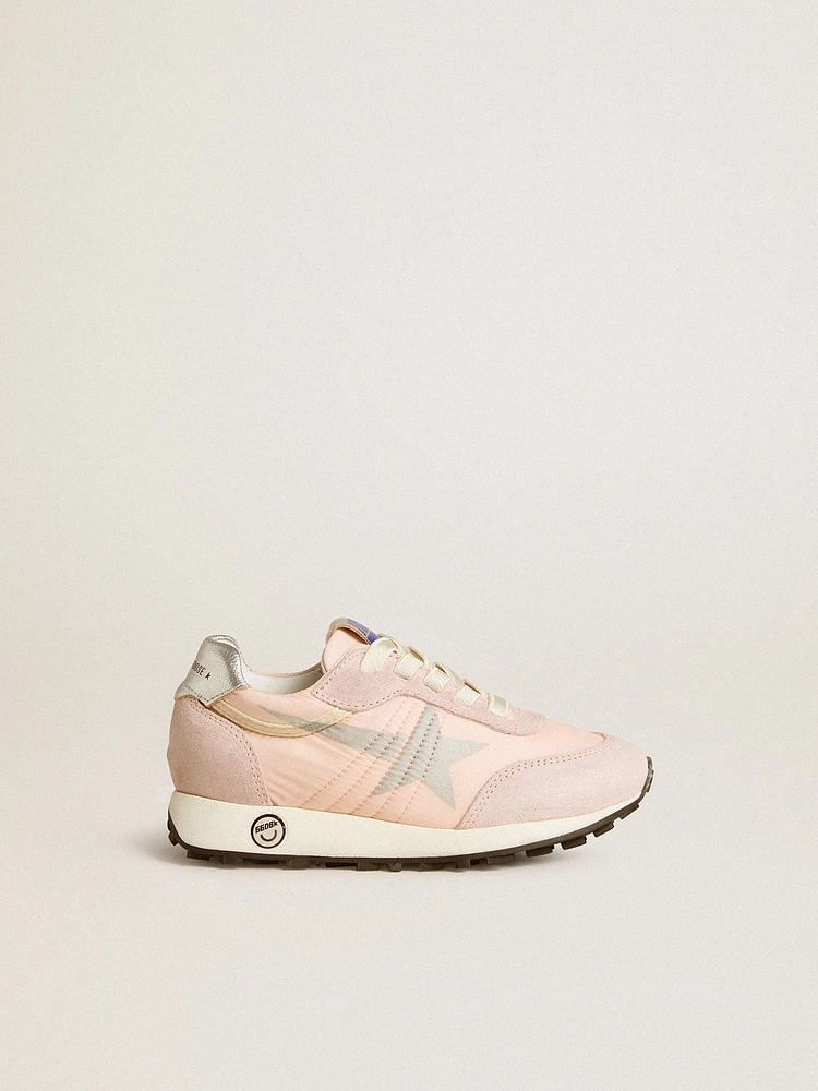 Junior Marathon pink nylon with printed star and leather heel tab
