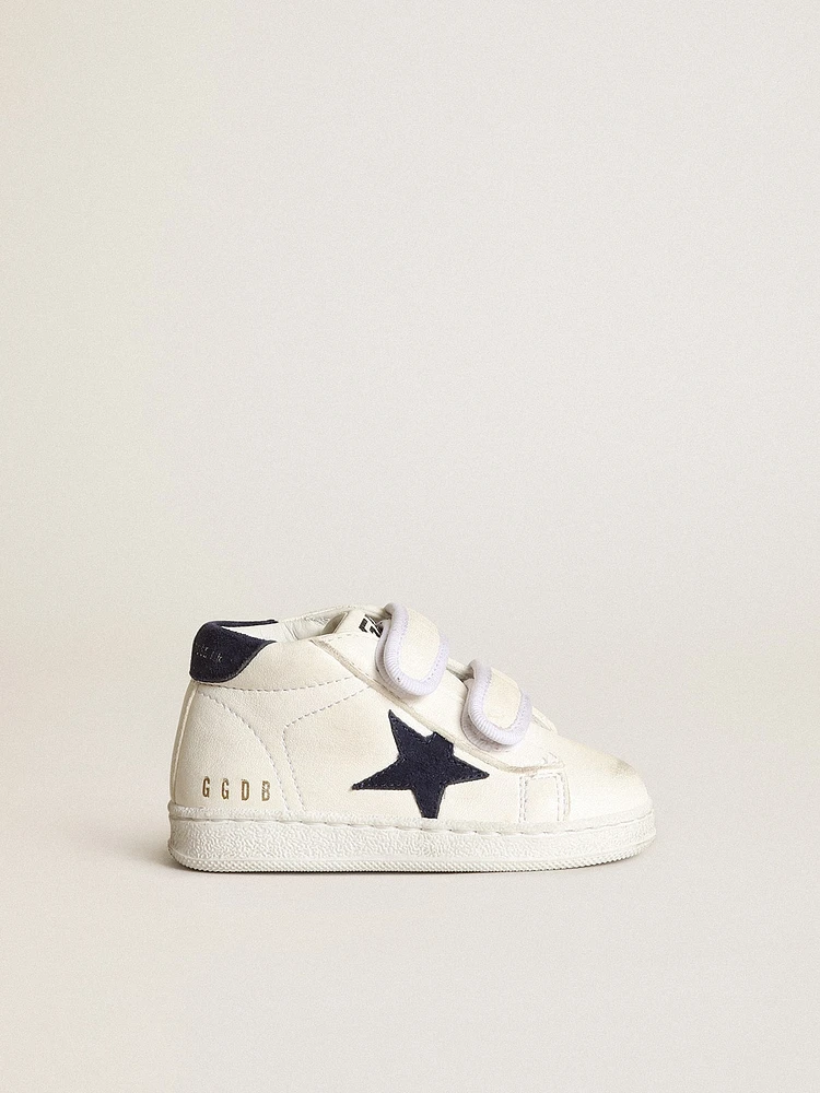 Junior June nappa with dark blue suede star and heel tab