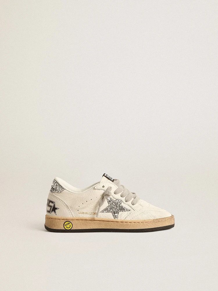 Ball Star Junior in nappa with silver glitter star and heel tab