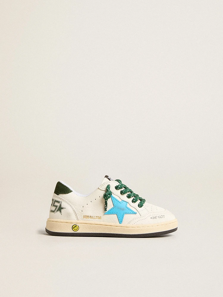 Junior Ball star with turquoise and green suede heel tab