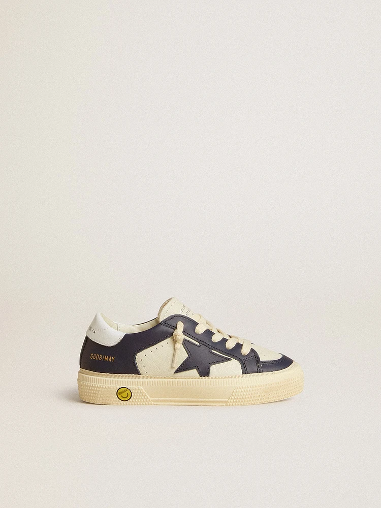 Junior May white and blue leather with star heel tab