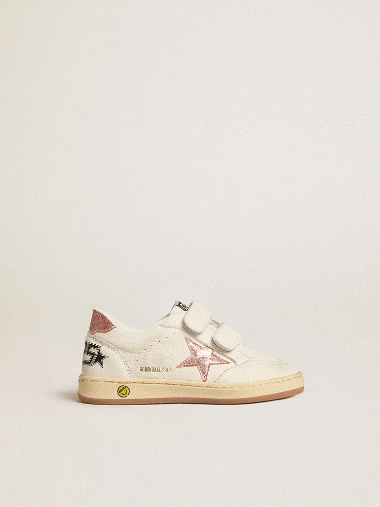 Ball Star Junior in nappa with peach-pink glitter star and heel tab