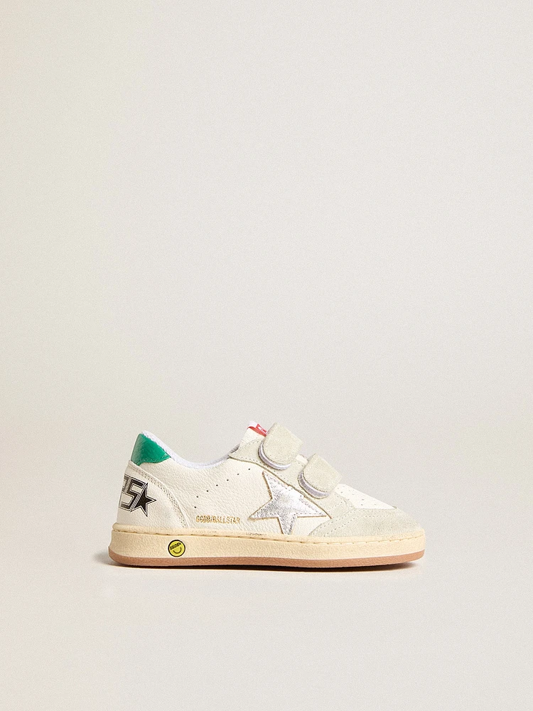 Junior Ball star with silver and green suede heel tab