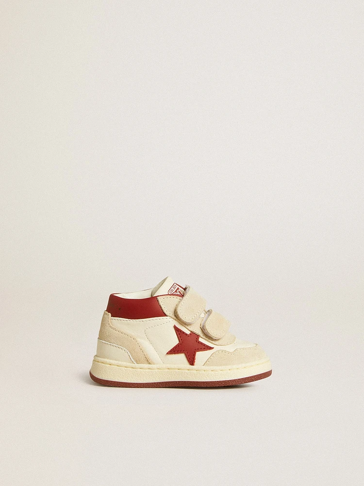 June Junior nappa and suede with red leather star heel tab