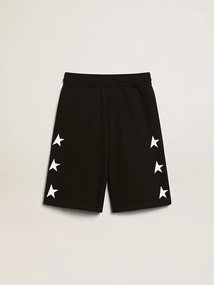 Boys’ black Bermuda shorts with white stars