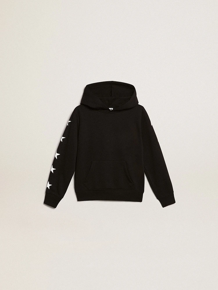 Boys’ hooded sweatshirt black with contrasting white stars