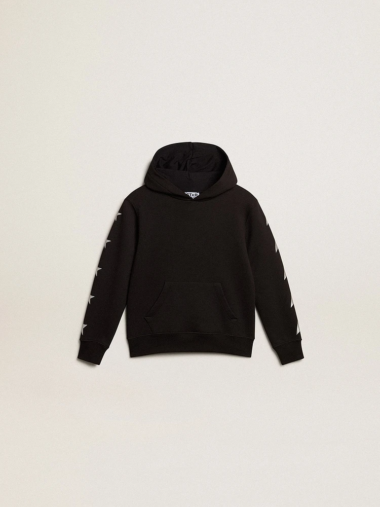 Boys’ hooded sweatshirt black with contrasting silver stars