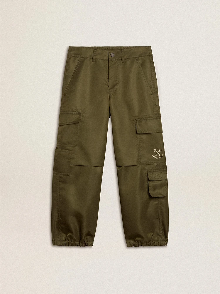 Kids cargo pants military green