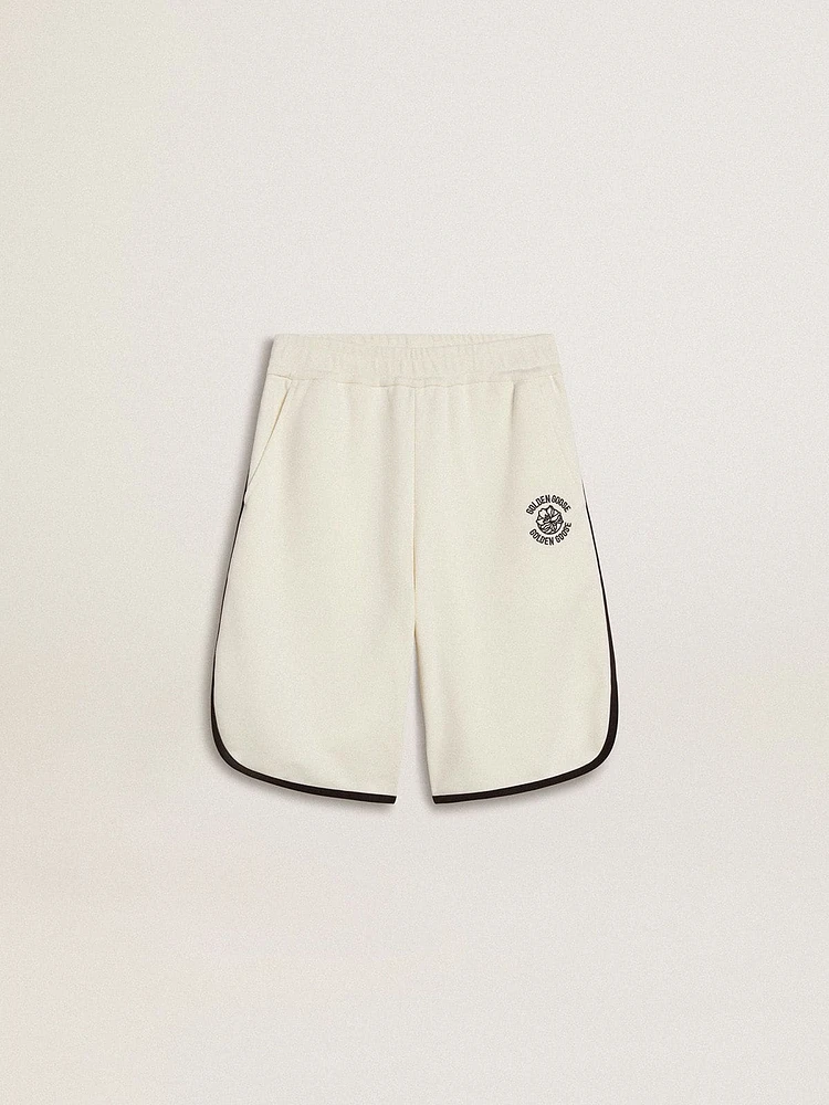 Boy's white shorts with embroidered logo