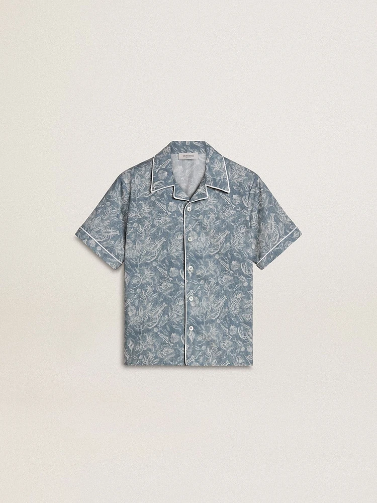 Boys' blue shirt with white print