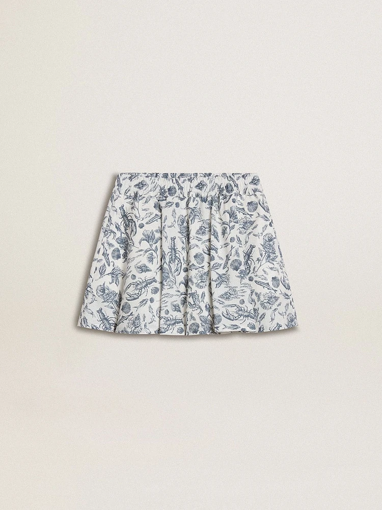Girls’ white skirt with blue print