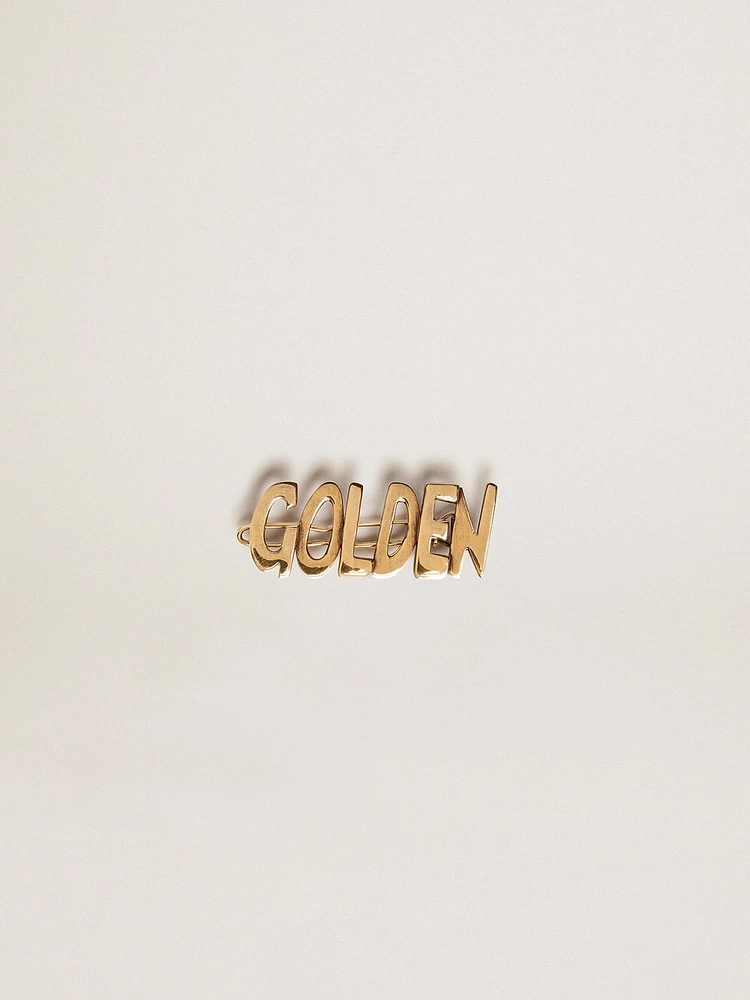 Men's lace lock with clip in old gold color with Golden lettering