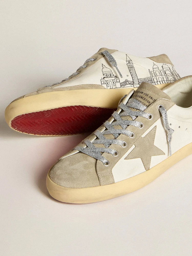 Men’s Super-Star nappa with ice-gray suede star and black embroidery