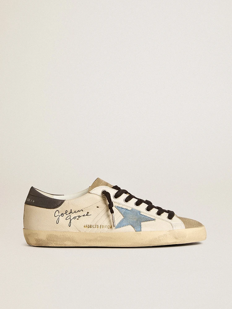 Super-Star nappa leather with light blue suede star and gray heel tab