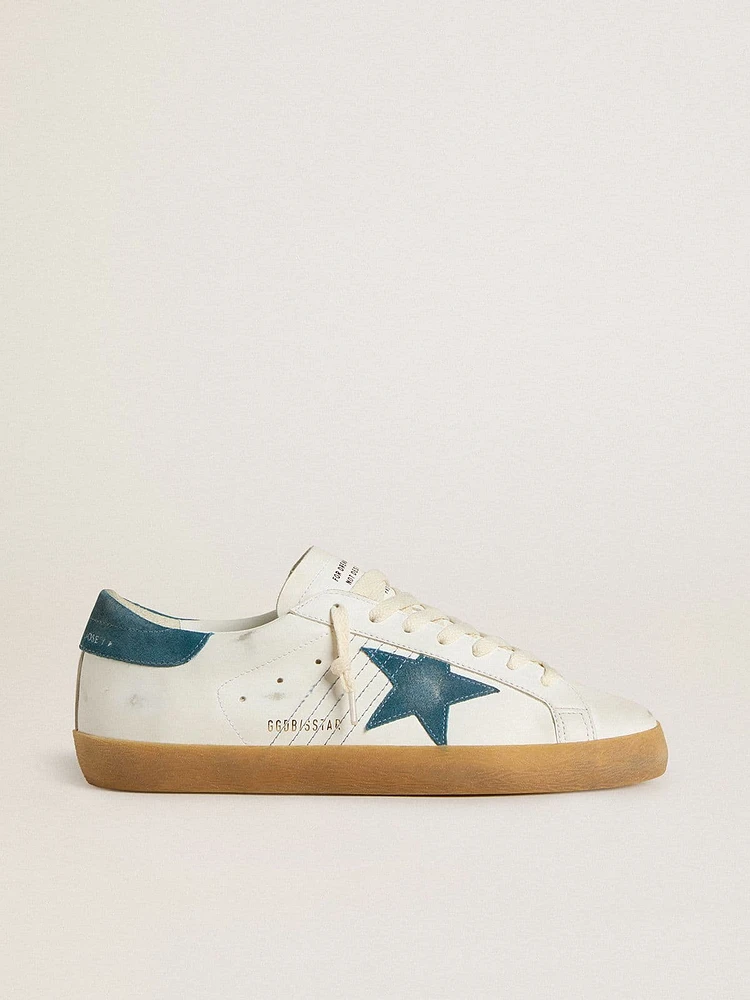 Men's Super-Star leather with petrol-blue suede star and heel tab