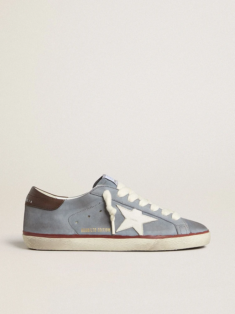 Super-Star LTD light blue nubuck leather with white star and brown heel tab