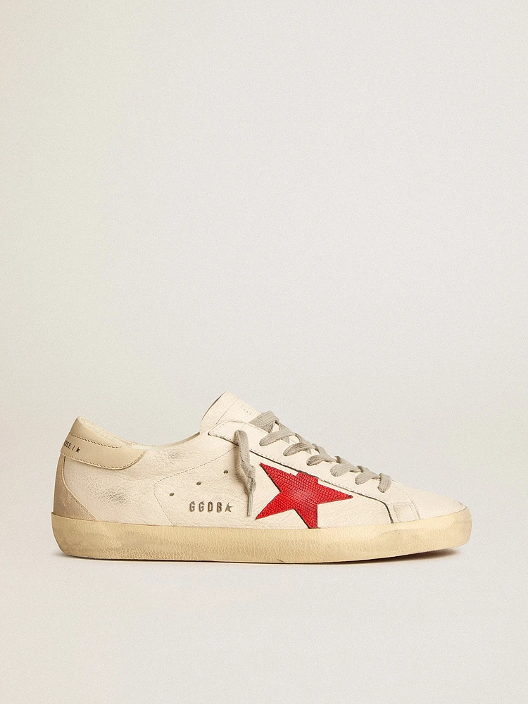 Men's Super-Star nappa with red star and cream leather heel tab