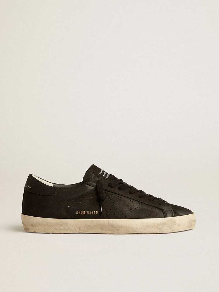 Men's Super-Star black nubuck with perforated star and heel tab
