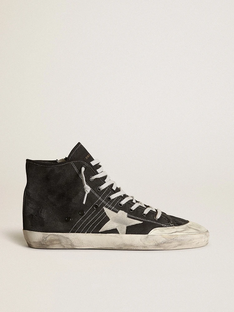 Francy Penstar black canvas with white suede star and heel tab