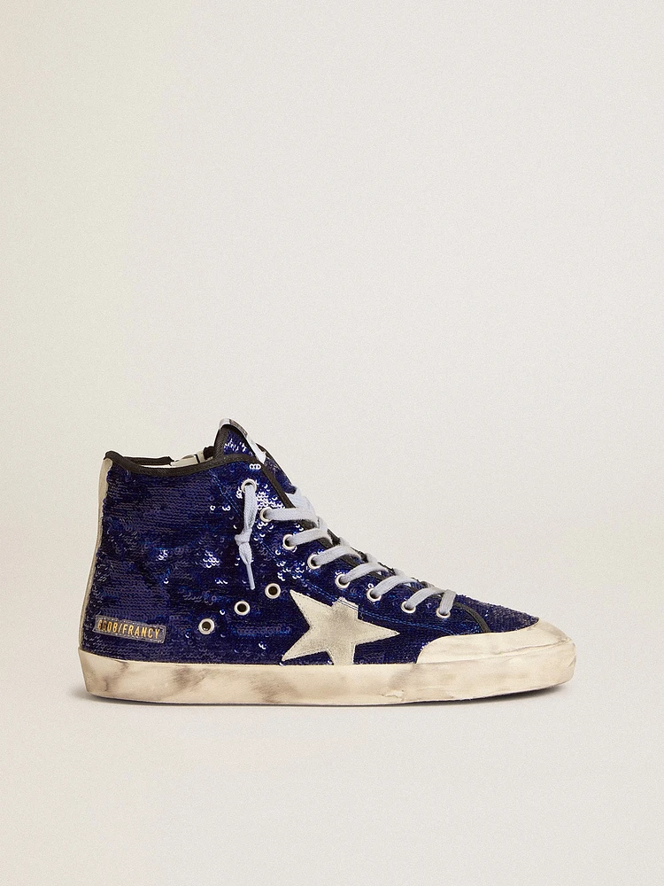 Men's Francy Penstar blue sequins with ice-gray suede star