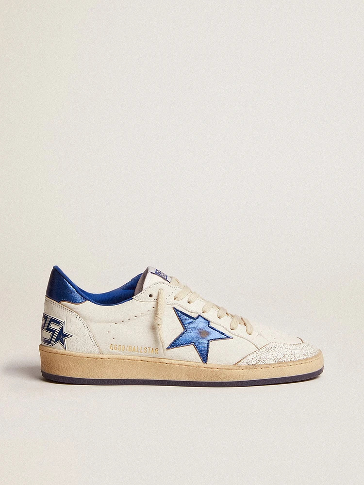 Men's Ball star white nappa with blue and heel tab