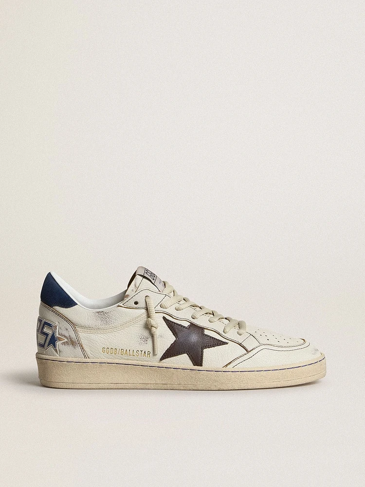 Ball star with black and blue suede heel tab