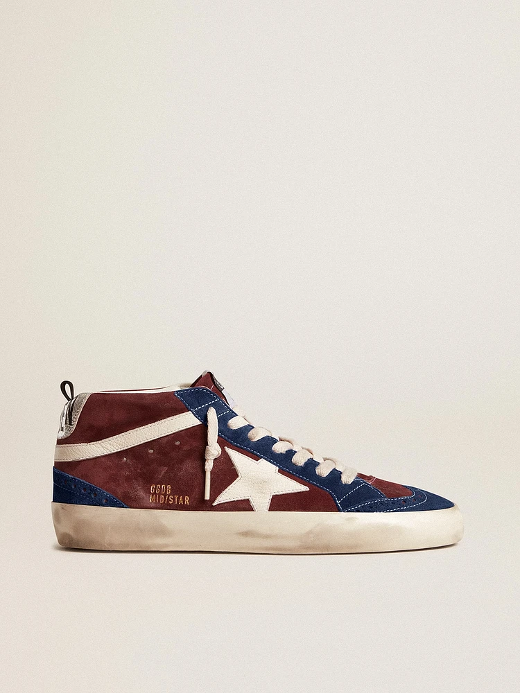 Men's Mid star wine-red suede with white nappa and flash
