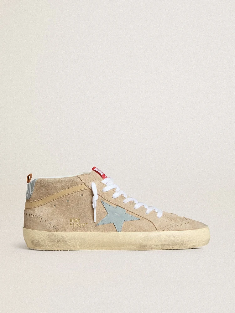 Men's Mid star beige suede with powder-blue leather and heel tab