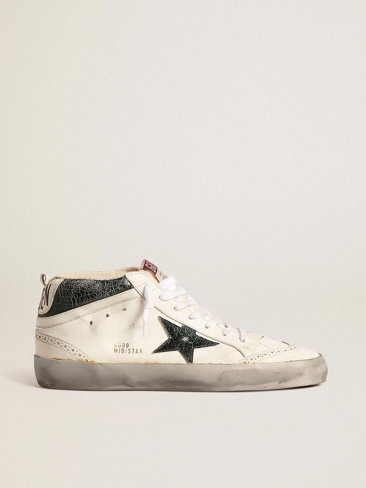 Mid star with green metallic leather and white flash