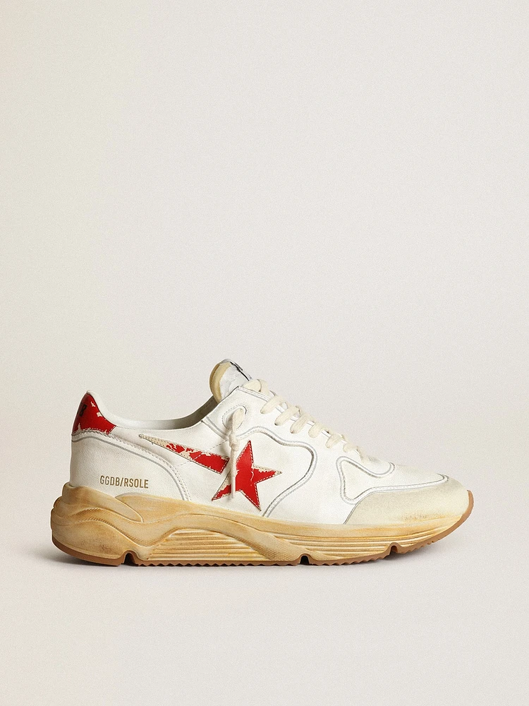 Men's Running Sole with leather star and heel tab red print