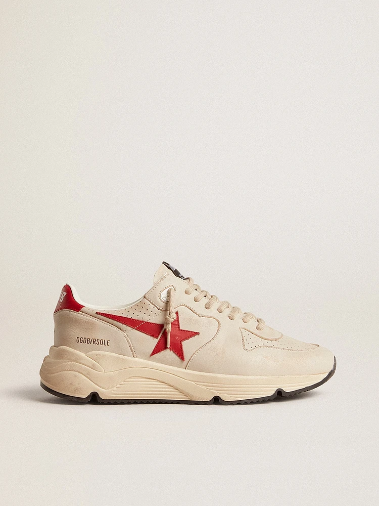 Men's Running Sole gray nappa leather with red star and heel tab