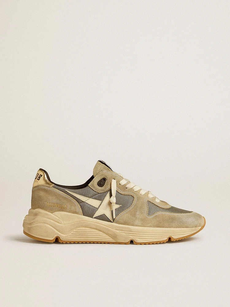 Running Sole gray suede with white star and heel tab