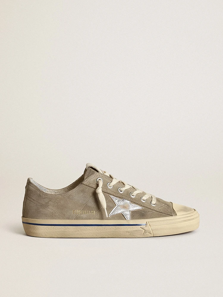 Men's V-Star dove-gray suede with silver metallic leather star