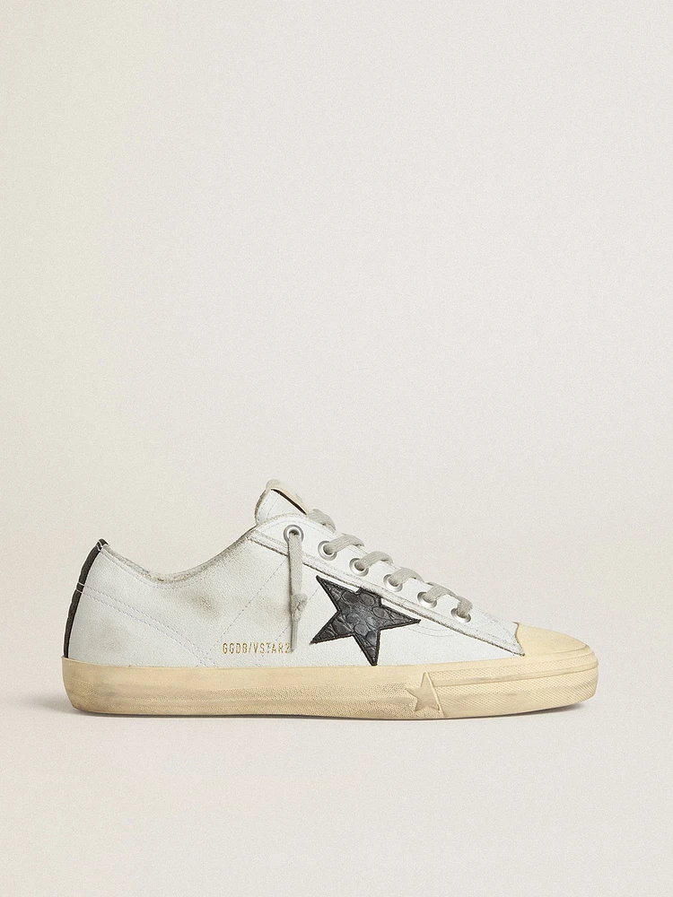 V-Star leather with black crocodile-print star and heel tab