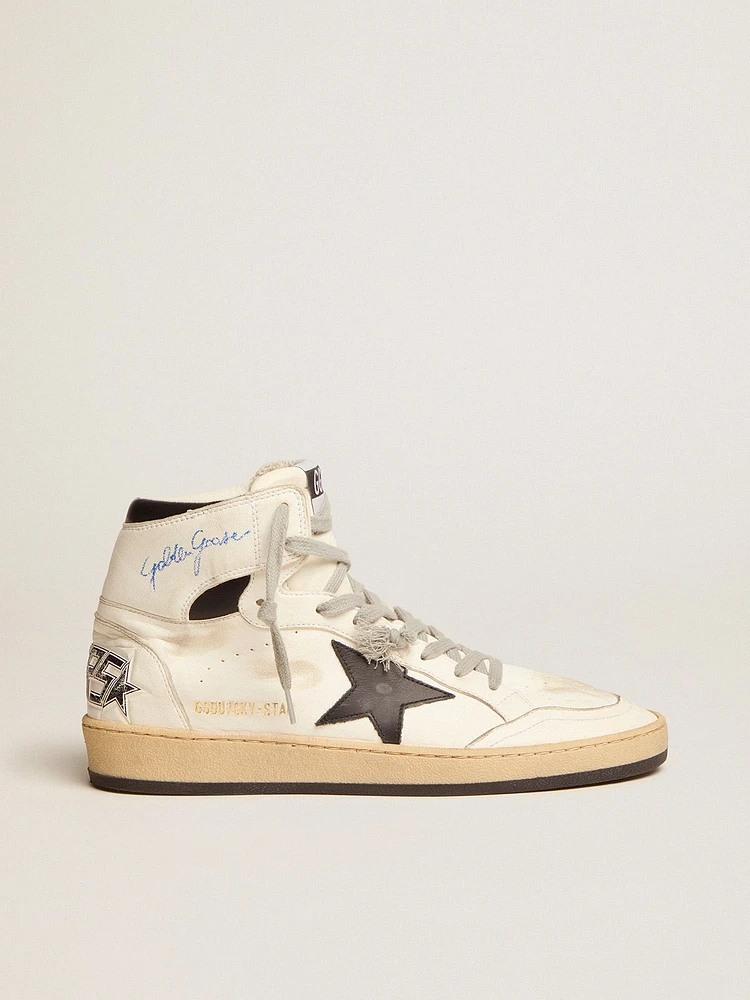 Sky-Star white leather with black star