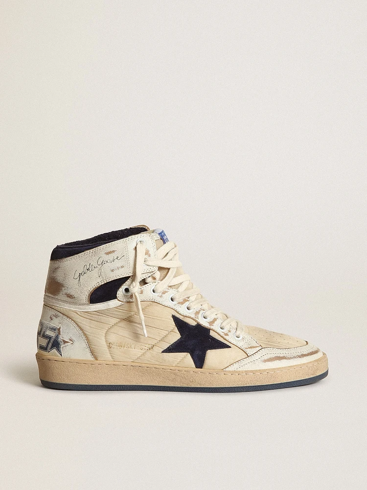 Men's Sky-Star cream-colored nylon and leather with blue suede star