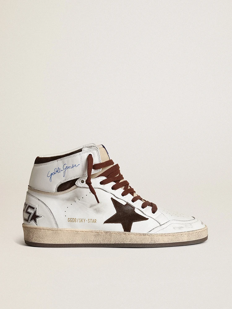 Men’s Sky-Star white nappa leather with a chocolate suede star