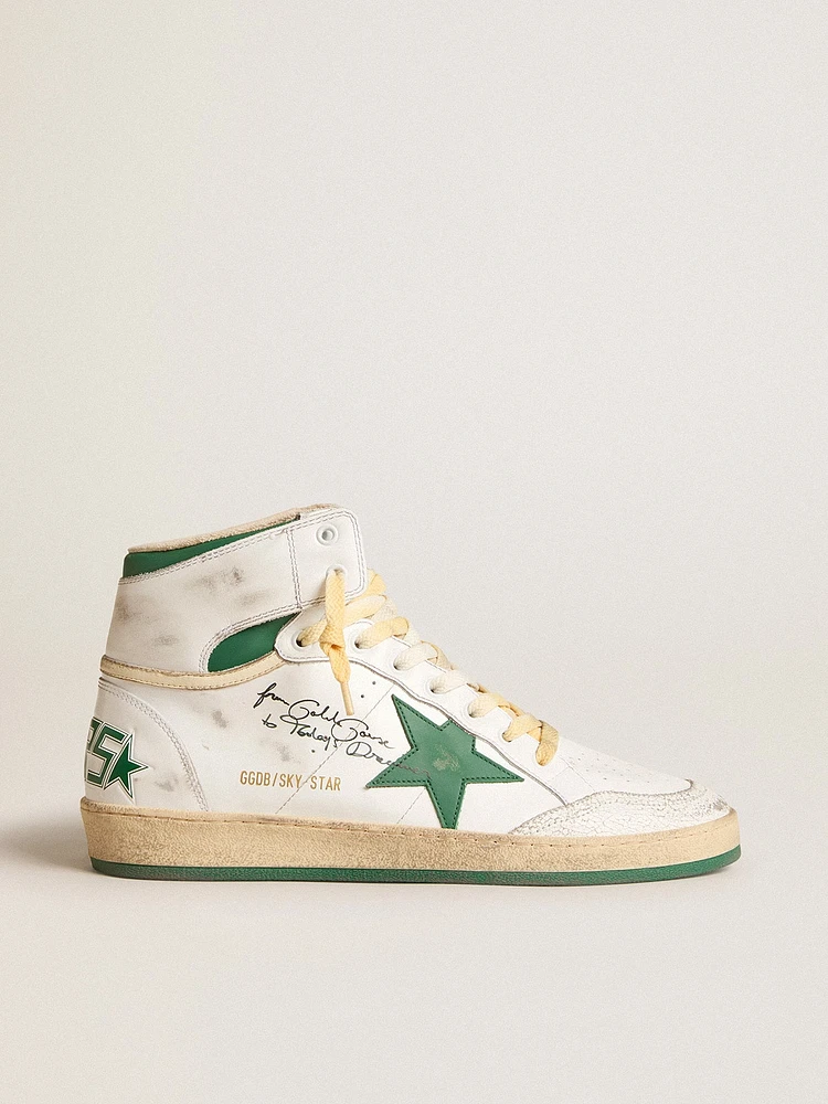 Sky-Star white leather with green star