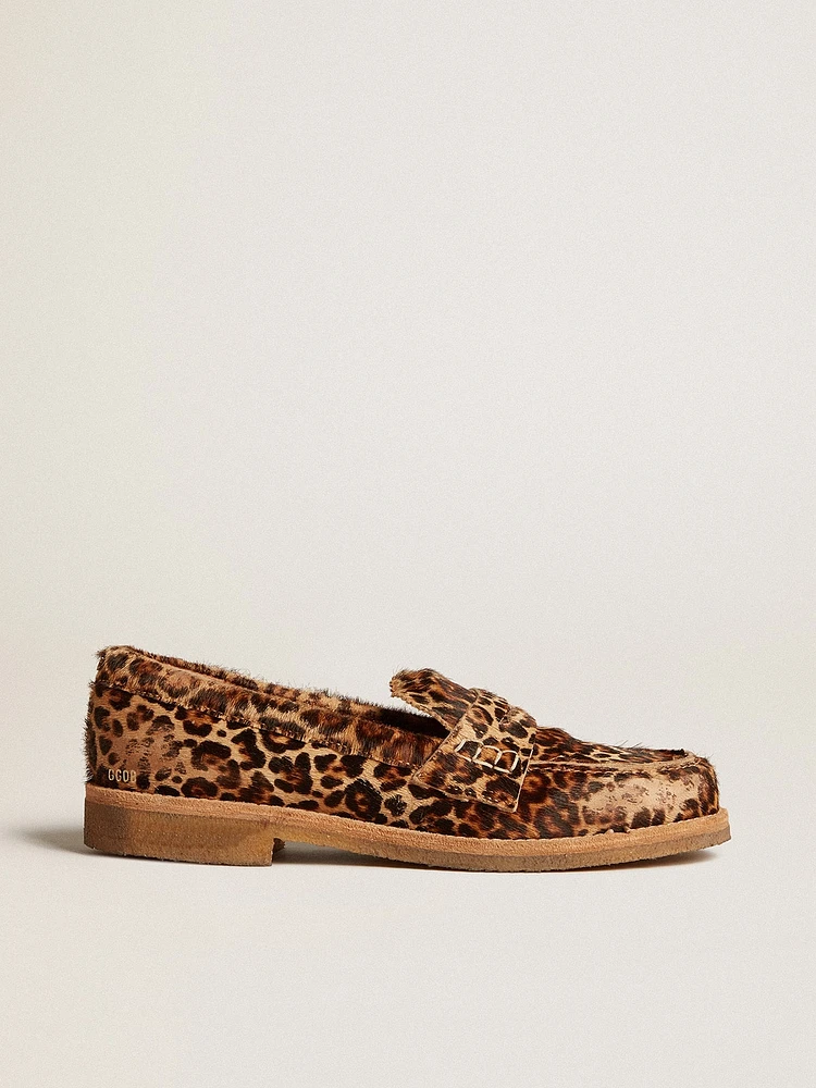Men's Jerry loafers leopard-print pony skin