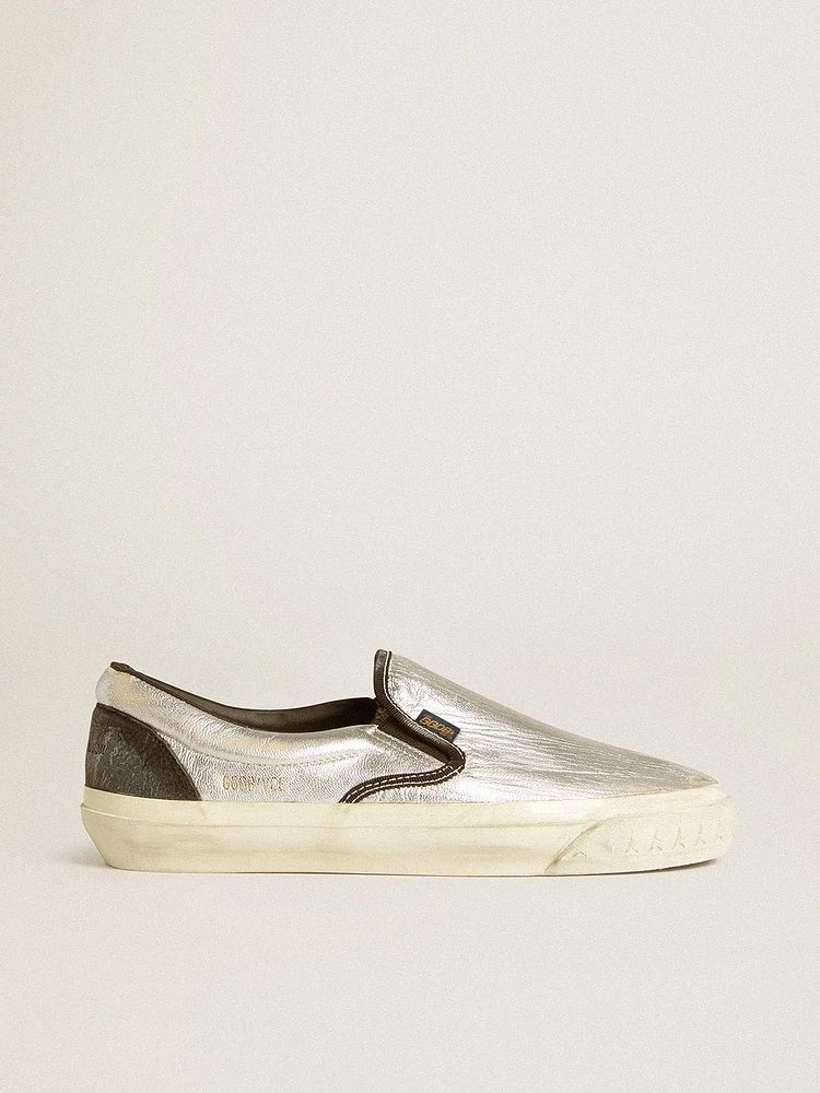 Men's VCE Penstar metallic silver leather with black heel tab